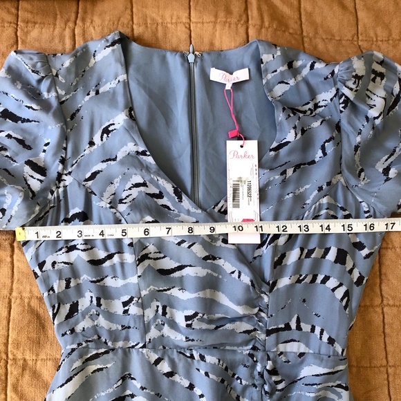 NWT Parker Soliana Silk Blend Mini Dress in Arctic Tiger Blue - Size 0 - Picture 15 of 15